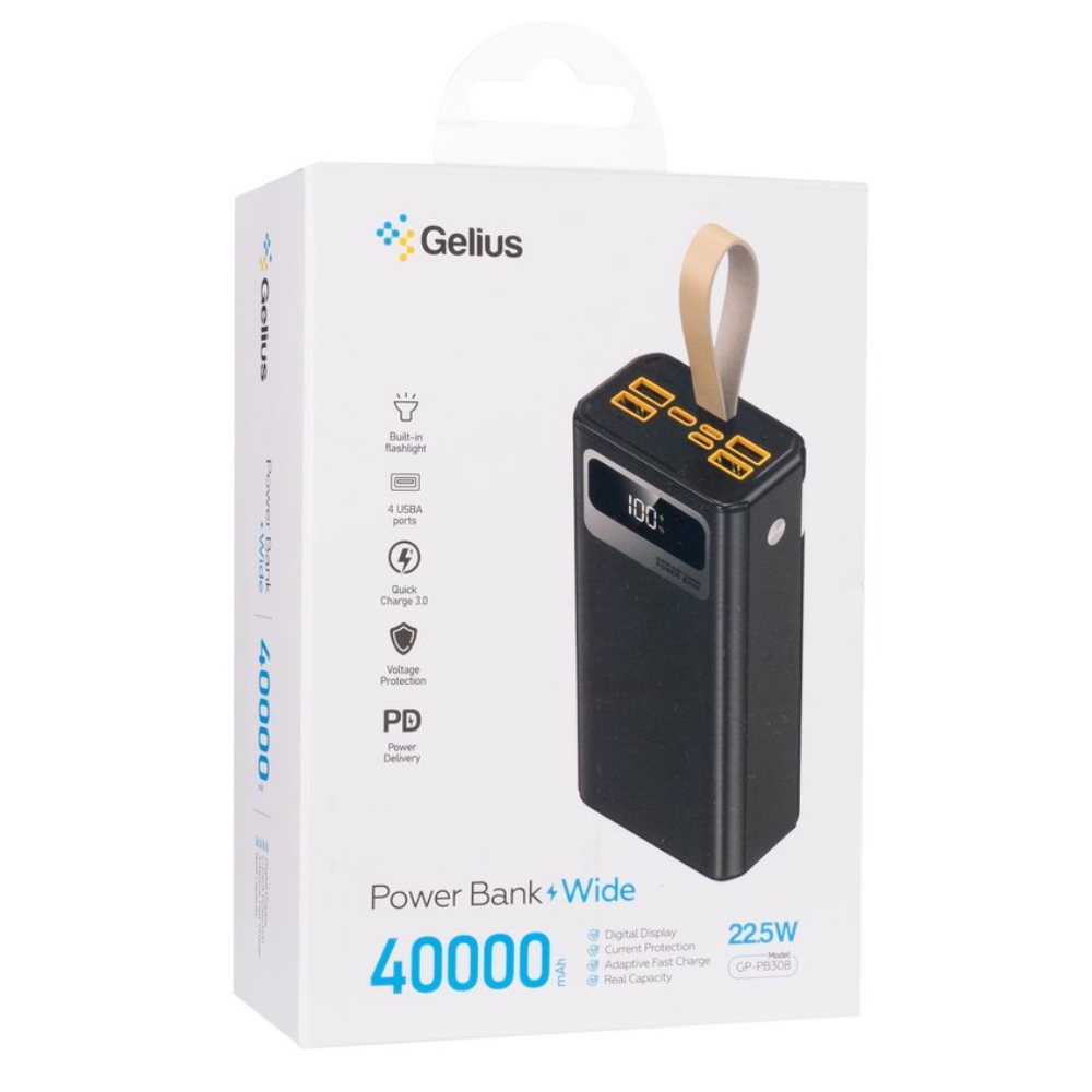 Повербанк Gelius Wide GP-PB308 40000mAh QC+PD 22.5W/Led Black с лого Повербанк Gelius Wide GP-PB308 40000mAh QC+PD 22.5W/Led Black с лого Фото 6